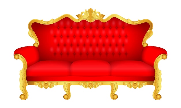 set of luxury throne chair golden colored isolated or red wedding chair royal golden. eps vector