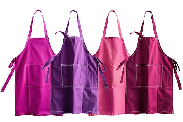 Set of magenta purple pink blank apron restaurant cafe kitchen cook chef uniform front