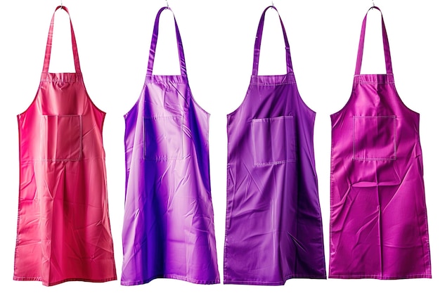 Set of magenta purple pink blank apron restaurant cafe kitchen cook chef uniform front