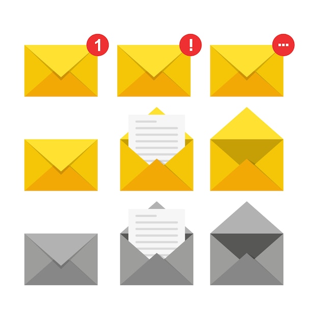 Set of mail icons vector illustration in flat design