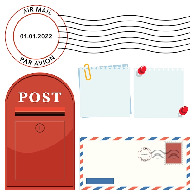 Set of mail and post symbol