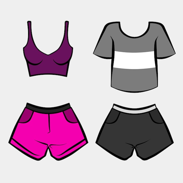 Set of male and female sport clothes Clothes icon design