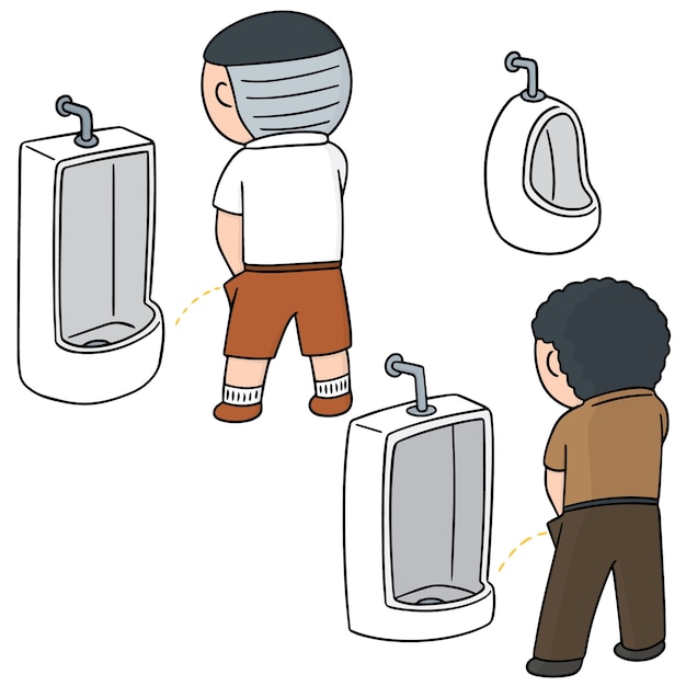 Vector set of man peeing