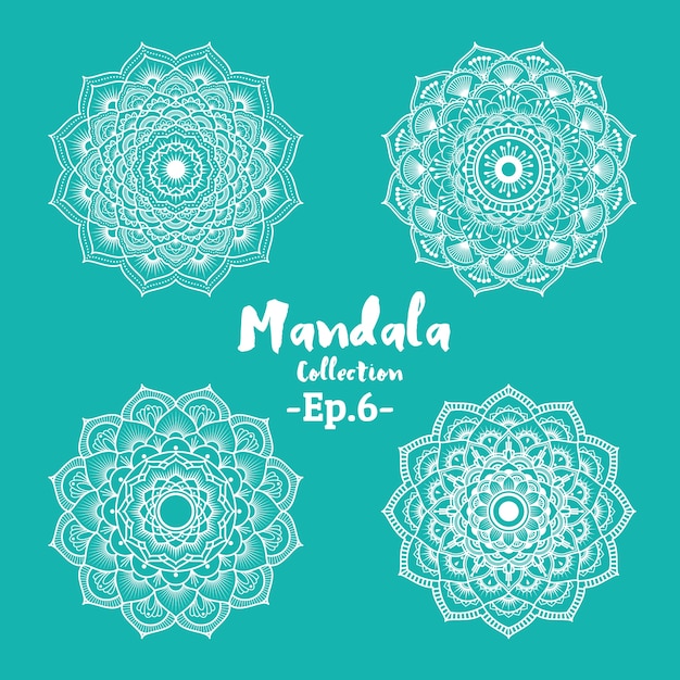 Set of mandala decorative and ornamental design for coloring page and tattoo