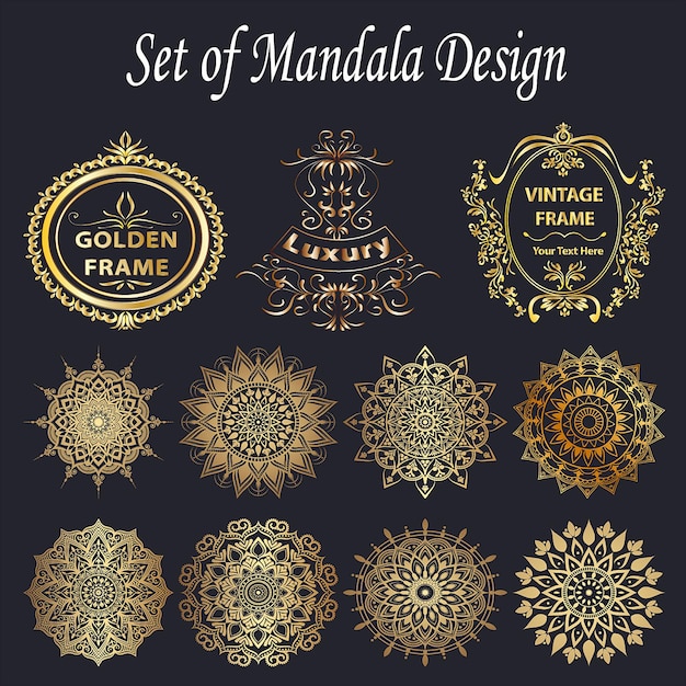 Set of mandala design template