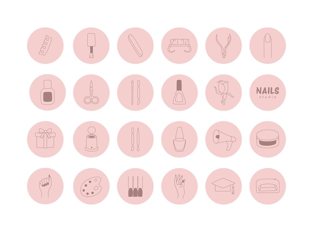 A set of manicure and pedicure icons