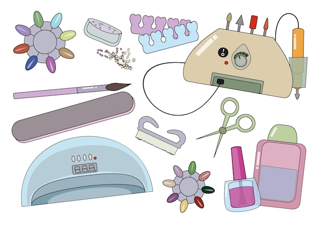 Set of manicure and pedicure tools and accessories