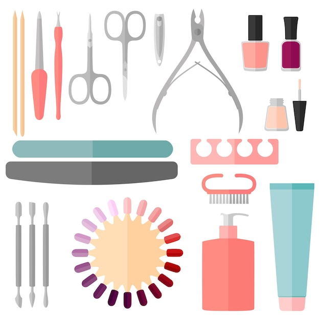 Set of manicure and pedicure tools, vector illustration