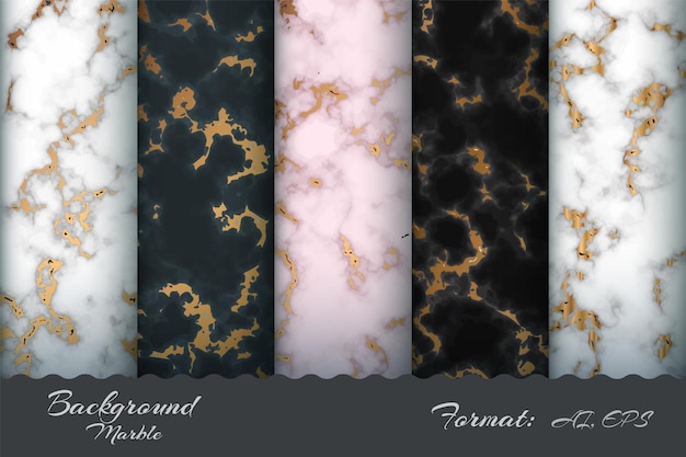 Set Marble Texture Background Pattern. Hand Draw