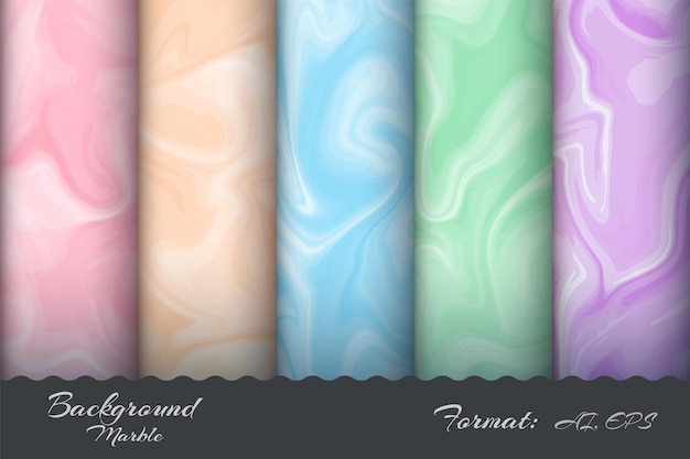 Set Marble Texture Background Pattern. Hand Draw