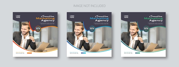 Set of marketing agency social media post templates business web template