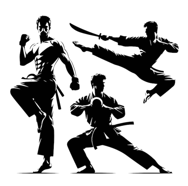 Set of Martial Arts Silhouette Design