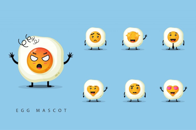 Vector set of mascot cute eggs