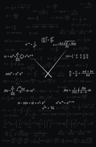 Vector set of mathematical formulas time to study mathematics vector illustration sketch