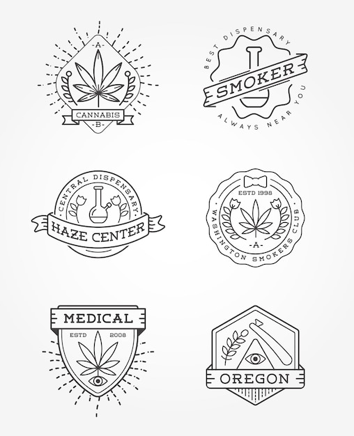 Set of Medical Cannabis Marijuana Sign or Label Template in Vector Can be used as a Logotype