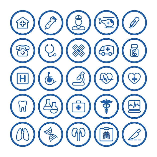 set of medical icon vector simple design