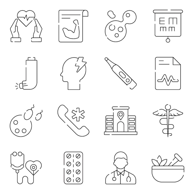 A set of medical icons including an emt, a medical chart, and a doctor.