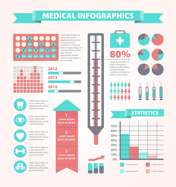 set of medical infographic, modern flat style