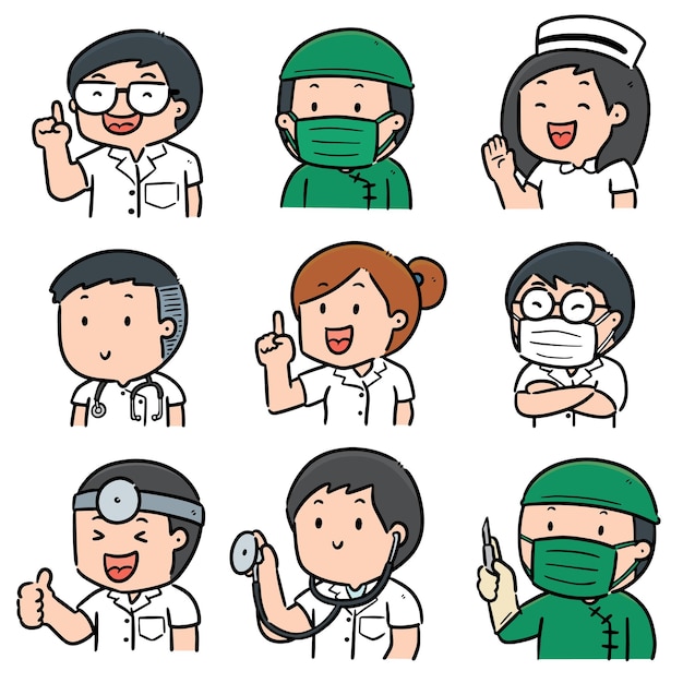 set of medical staff