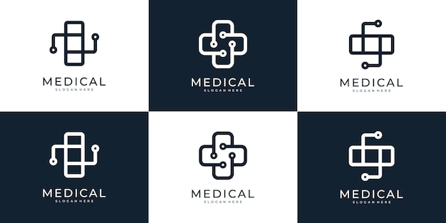 Set of medical tech logo design inspiration