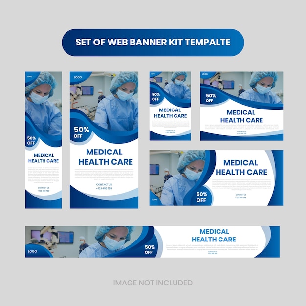 Vector set of medical web banner kit template design