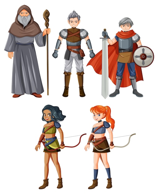 Set of medieval cartoon character