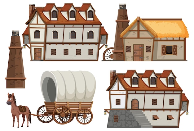 Vector set of medieval object