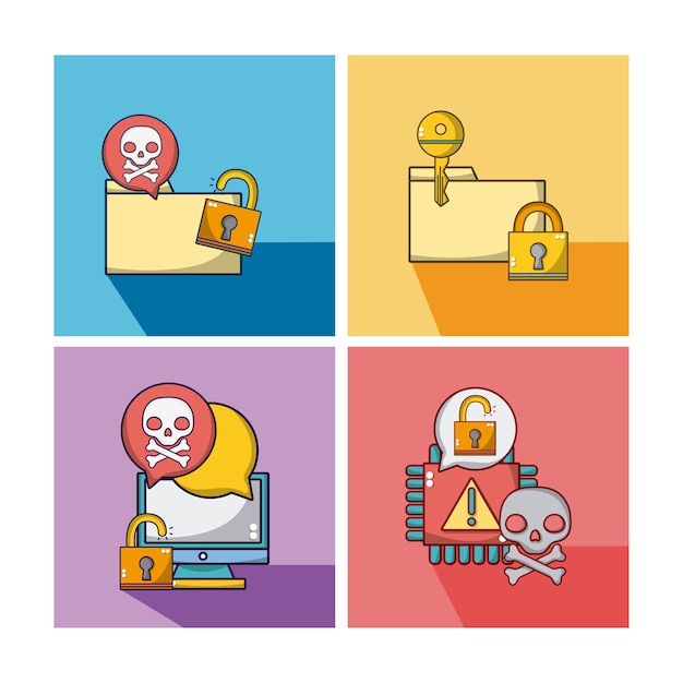 Set of meltdown and spectre icons collection 