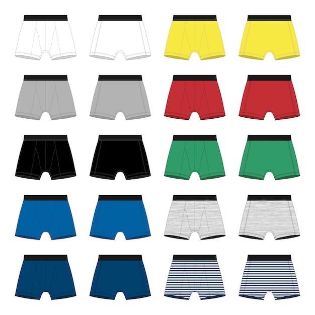 Set of men boxer shorts template