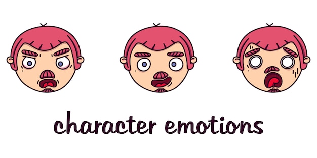 Set of men's heads with different emotions