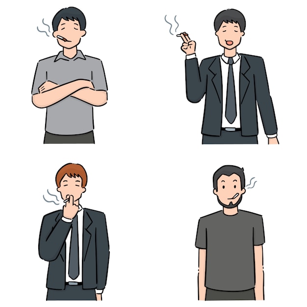 set of men smoking cigarettes