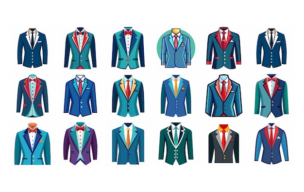 set of men suit vector