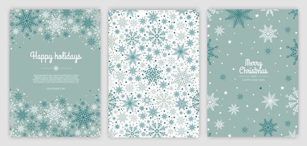 Set Merry Christmas Abstract Card with snowflake Xmas sale holiday web banner