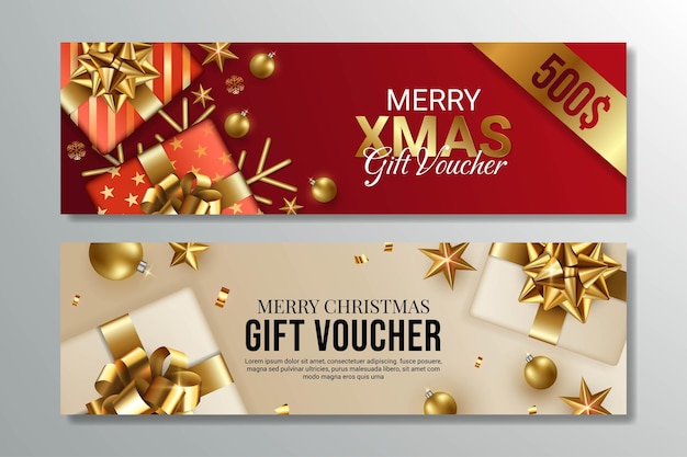 set of merry christmas gift voucher design