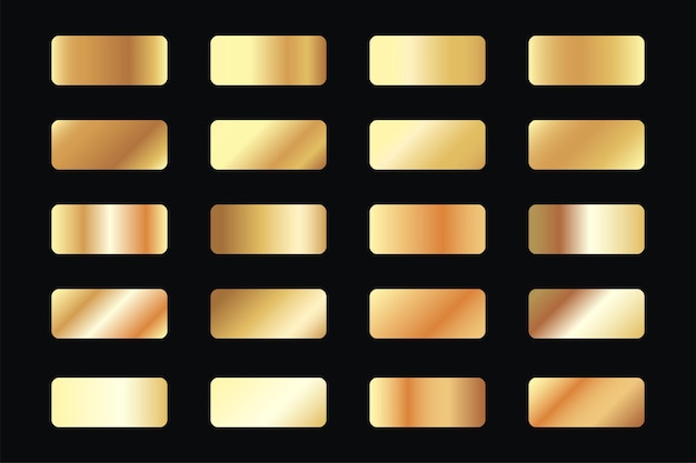 Set of metallic gold gradients