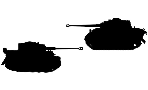 Set Of Military Tank silhouette Vector EPS10