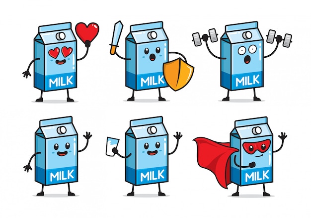 Set of milk character design