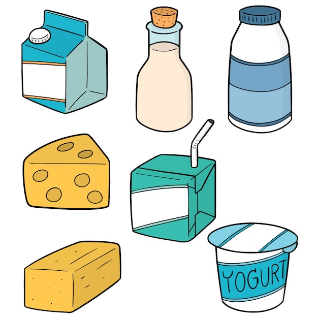 set of milk product