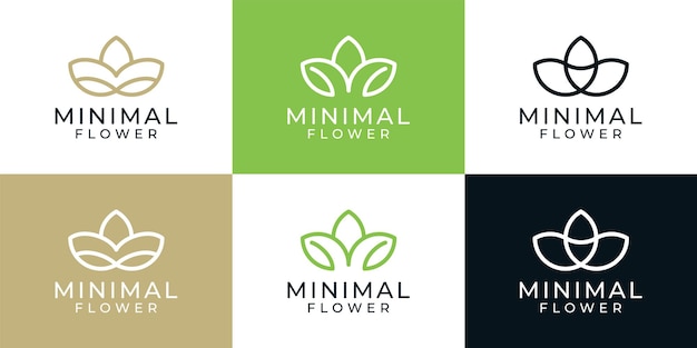 Set of minimal flower nature logo elements