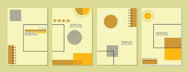 Vector set of minimal and trendy geometric cover designs pastel brown background with circle and rectangle