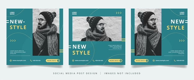 Set of Minimalist Green Fashion Flyer or Social Media Banner