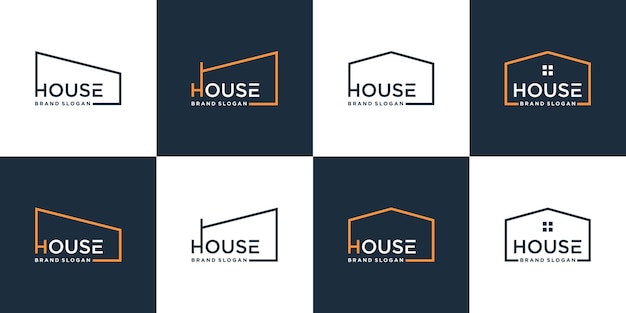 Set of minimalist house logo collection with modern concept Premium Vector