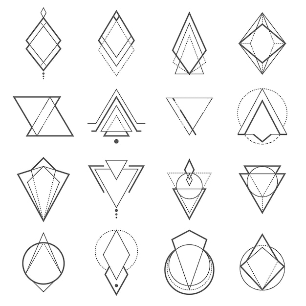 Set of minimalistic geometric elements