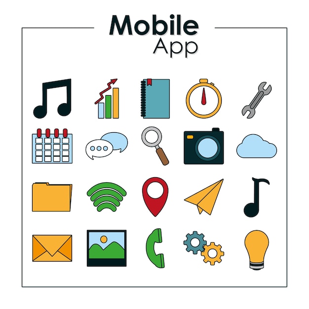 Set of mobile app icons 