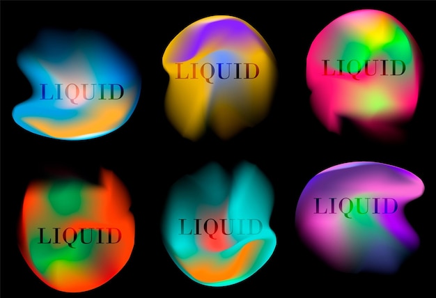 Set of modern abstract liquid shapes and banners. Fluid design Isolated gradient waves dots