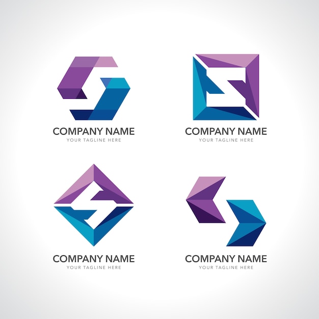 set of modern and abstract logo isolated on white