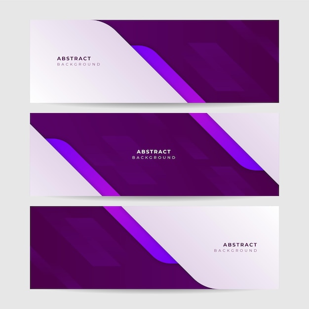 Vector set of modern abstract purple banner background