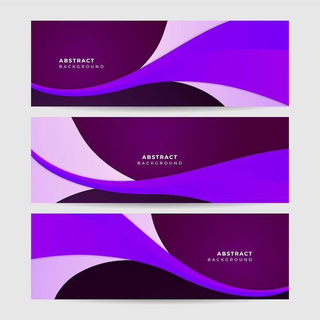 Vector set of modern abstract purple banner background