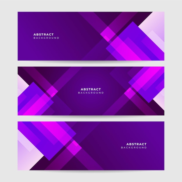 Vector set of modern abstract purple banner background