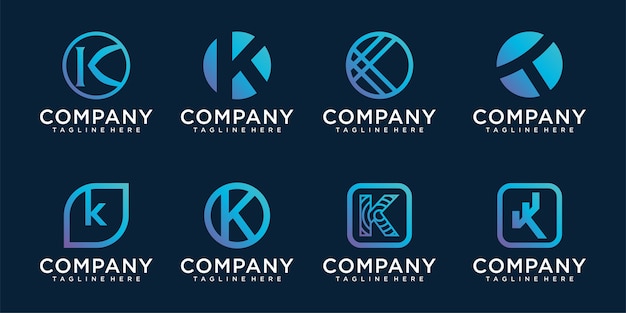 Set of modern alphabet logo design letter k vector template.